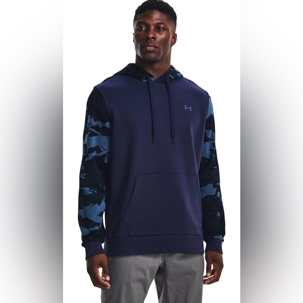 EUC Men’s Under Armour Rival Midnight Navy/Admiral Blocked Pullover Hoodie XXL